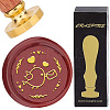 Brass Wax Seal Stamp with Wood Handle AJEW-WH0412-0346-1