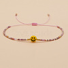 Smiling Face Glass Seed Bead Braided Bracelets for Women EQ4950-5-2