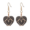 Heart Natural Lava Rock Dangle Earrings for Women EJEW-JE04973-1