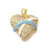 Brass Micro Pave Clear Cubic Zirconia Enamel Pendants KK-M297-20G-1