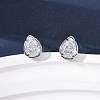 Brass Micro Pave Clear Cubic Zirconia Stud Earrings EJEW-C174-02G-P-1