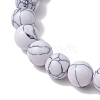 Natural Howlite Round Beads Stretch Bracelets BJEW-JB11493-01-4