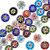 3 Strands Flat Round Handmade Millefiori Glass Beads Strands LAMP-LT0001-15C-1