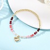 Heart Brass Charm Bracelets BJEW-JB13635-1