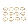 12Pcs 304 Stainless Steel Adjustable Finger Ring RJEW-L115-01G-M-1