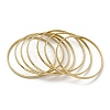 7Pcs PVD Vacuum Plating 202 Stainless Steel Plain Flat Ring Bangle Sets BJEW-M317-14B-G-1