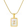Stainless Steel Snake Bone Chain Alphabet Necklace with Shell Pendant WD3660-26-1