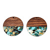 Transparent Resin & Walnut Wood Pendants RESI-TAC0017-75-A02-2