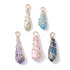 Electroplated Natural Quartz Crystal Copper Wire Wrapped Pendants PALLOY-JF02676-01-1