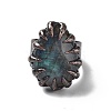 Teardrop Natural Labradorite Open Cuff Rings RJEW-G305-02R-04-3