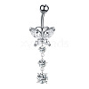 Clear Cubic Zirconia Dangle Belly Button Rings WG9960A-05-1