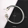 Adjustable C-shaped Stainless Steel Twist Open Cuff Bracelets with Imitation Pearl UG3207-6-1