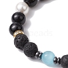 Natural & Synthetic Gemstone Beaded Stretch Bracelets BJEW-JB11001-4