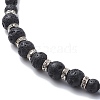 Natural Lava Rock Beaded Necklace with Brass Cross Charms NJEW-JN03975-4