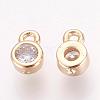 Brass Cubic Zirconia Charms ZIRC-P068-01G-2