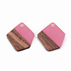 Transparent Resin & Walnut Wood Pendants RESI-S384-003A-B03-2