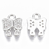 Brass Micro Pave Clear Cubic Zirconia Charms KK-R126-003P-NF-1