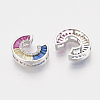 Brass Cubic Zirconia Slide Charms ZIRC-S063-01C-P-2