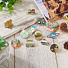 12pcs 12 style Airplane  & Boat & Bus & Word Enamel Pin JEWB-TA0001-10-5