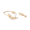 Leaf Crystal Rhinestone Alloy Ear Cuffs with Piercing EJEW-I262-02KCG-3