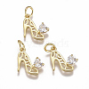 Brass Micro Pave Cubic Zirconia Stilettos Charms ZIRC-F111-13-2