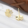 Brass Clover Stud Earrings EJEW-R016-20G-5