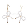 Dyed Natural Shell Beaded Bowknot Dangle Earrings EJEW-TA00501-1