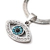 304 Stainless Steel Rhinestone Snake Chain Evil Eye Pendant Necklaces NJEW-K273-02P-2