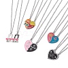 Couple Heart BFF Matching Alloy Enamel Pendant Necklaces NJEW-JN05036-1