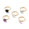 Natural Mixed Gemstone Adjustable Rings RJEW-JR00402-1