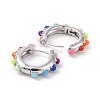 Colorful Resin Beaded Hoop Earrings EJEW-I274-01P-2