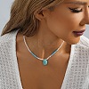 Synthetic Turquoise Teardrop Pendant Necklaces PW-WG0A2A2-01-3