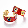 Brass Enamel Cuff Rings RJEW-T018-01G-NF-2