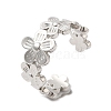 Rack Plating Brass Flower Wrap Open Cuff Rings for Women RJEW-M148-08P-3