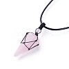 Natural Rose Quartz Pendants Necklaces NJEW-E140-A06-2