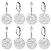4 Pairs Brass Textured Flat Round Leverback Earrings EJEW-HS0001-22P-1