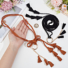 2Pcs 2 Colors Bohemian Imitation Leather Tassel with Alloy Ring Waist Chain Belts for Women AJEW-CL0005-22B-8