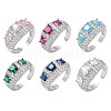 Brass Micro Pave Cubic Zirconia Cuff Open Rings for Women RJEW-L343-13P-2