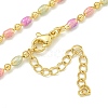 Brass Enamel Column Link Chain Necklaces NJEW-H039-08G-02-1