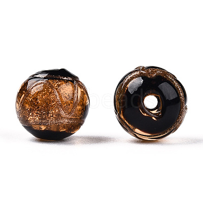 Handmade Gold Sand Lampwork Beads LAMP-T019-12mm-02-1