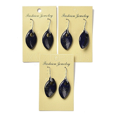 Natural Lapis Lazuli Horse Eye Dangle Earrings EJEW-I315-01P-03-1