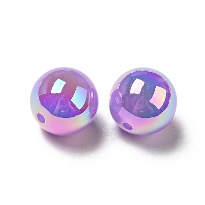 UV Plating Opaque Rainbow Iridescent Acrylic Beads LS-SACR-A001-03I-1