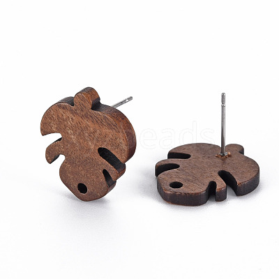 Walnut Wood Stud Earring Findings WOOD-S054-51-1