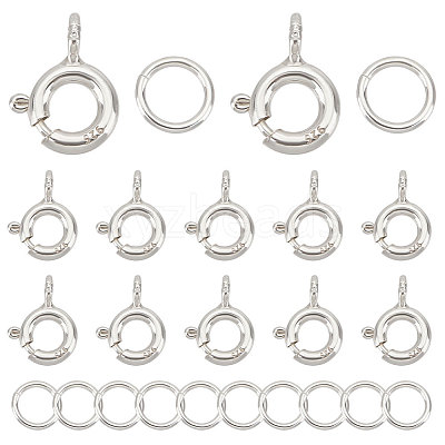 12Pcs 925 Sterling Silver Spring Ring Clasps STER-CN0001-21-1