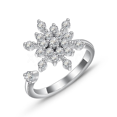 Cubic Zirconia Rotating Open Cuff Ring MATO-PW0001-061P-14-1