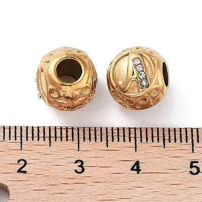 Ion Plating(IP) 304 Stainless Steel Rhinestone European Beads STAS-A092-10A-G-1