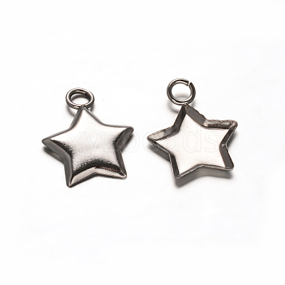 Tarnish Resistant Star 201 Stainless Steel Pendant Cabochon Settings STAS-D111-19-1