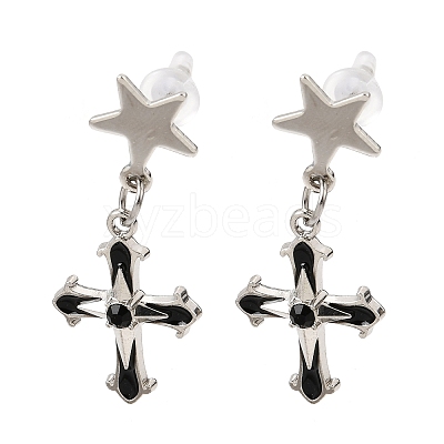 Alloy with Handmade Lampwork Stud Dangle Earrings LA-CBA71FC-01P-C-1