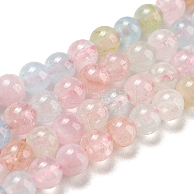 Round Natural Morganite Beads Strands G-F222-35-4mm-1