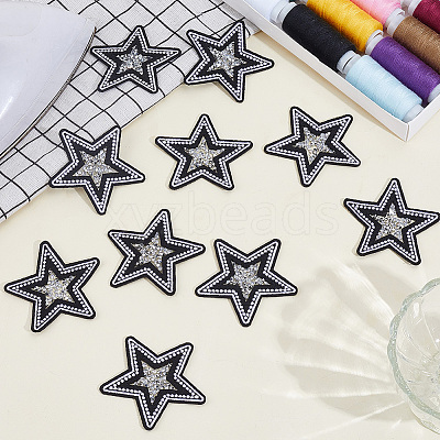 14Pcs Star Resin Rhinestone Cloth Iron On Sew On Patches DIY-CY0003-88-1